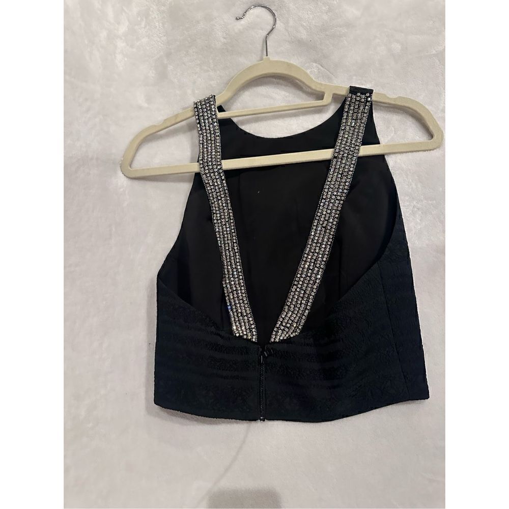Alice and Olivia open back top size 10 black with crystal straps
